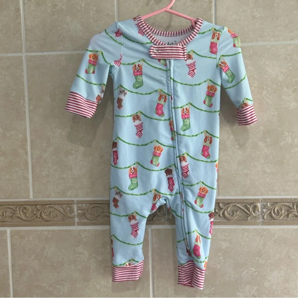 Serendipity by Shrimp and Grits Puppy Christmas Buttflap Pajamas
